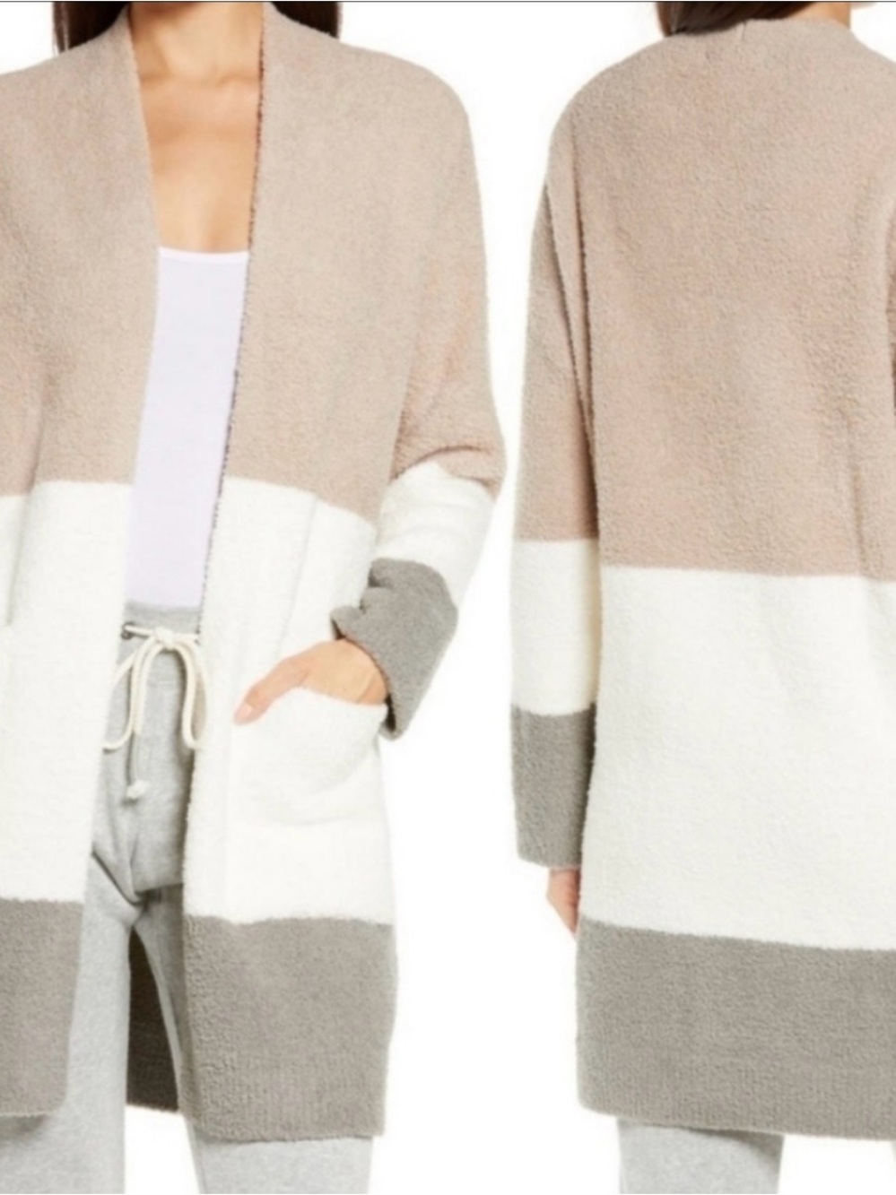 SUPER COZY Barefoot Dreams Colorblock Cardigan